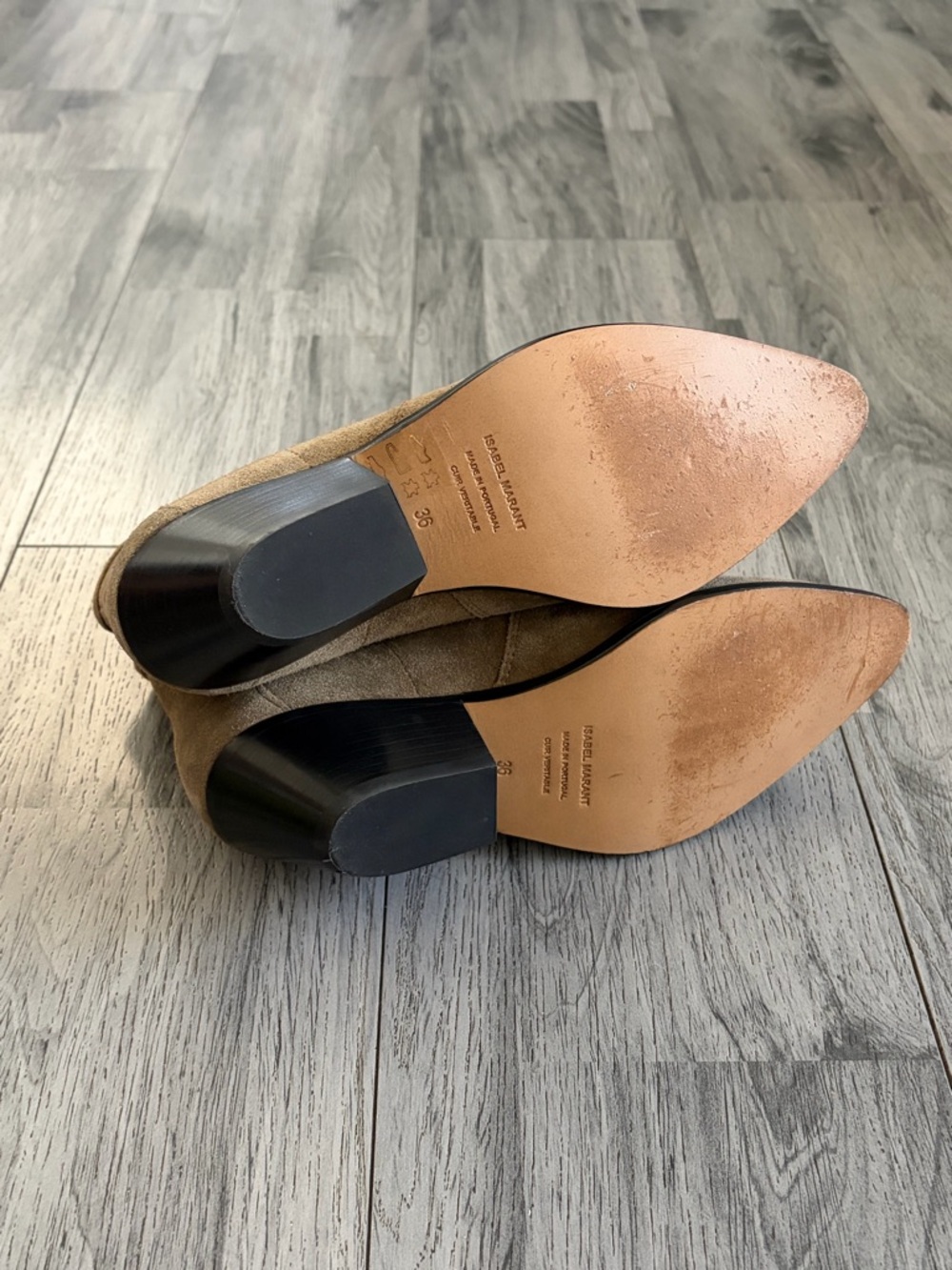 Isabel Marant Dewina Tan Suede Pointed Western Ankle Boots - Picture 7 of 9